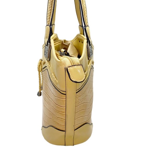 Beuno Yellow Faux Crocodile Shoulder Bag - Picture 6 of 16